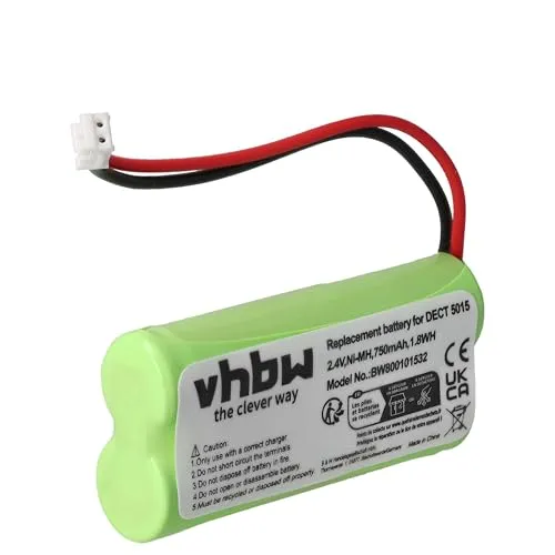 vhbw Akku kompatibel mit Audioline DECT 5015 schnurlos Festnetz Telefon (750 mAh, 2,4 V, NiMH) - Ersatz für 08C/CP18NM, BC101276