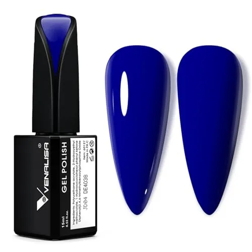 VENALISA UV Nagellack blau 15ml Gel Nagellack anfänger für UV Nagellampe Langlebige Maniküre Nagelgellack Soak Off Nail Gel Polish Schellack Deep Blue