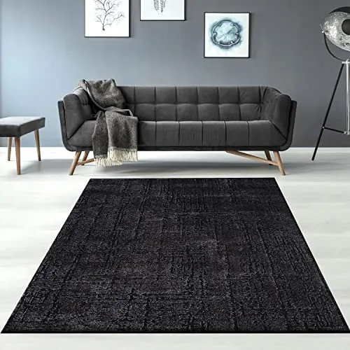 VIMODA Teppich Modern Super Weiche, 3D Effekt, Hohen Tiefen Effekt Luxury Robust, Farbe:Anthrazit, Maße:80x150 cm