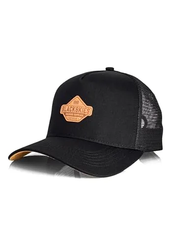 Blackskies Baseball Cap Essentials Trucker Cap Schwarz-Braun - Stylisches Trucker Cap aus hochwertigen Materialien, ideal für Streetwear-Fans. Edler Kunstleder-Schirm und anpassbare Passform sorgen für Komfort und Eleganz.