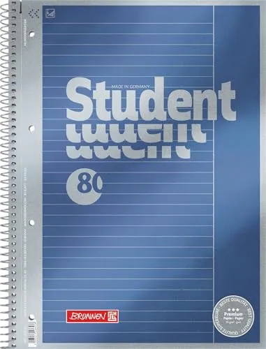 BRUNNEN Collegeblock Premium Student | A4, Lineatur 25, 80 Blatt, blau