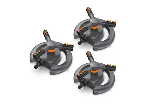 Brandson Kreisregner Garten Sprinkler – 360° Rasensprenger für große Flächen - Gartenbrausen mit 3 rotierenden Armen für gleichmäßige Bewässerung bis 314 m², einstellbare Düsenwinkel und rostfreies Material für lange Haltbarkeit.