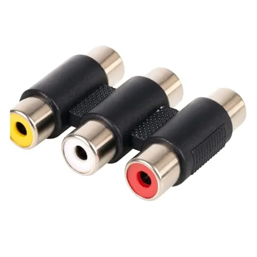 Aukson H60S 3RCA Cinch Adapter Stecker auf Buchse – AV Audio Video Verteiler, 3-Fach RCA Phono Kupplung, CinchVerlängerung für TV, DVD, Verstärker, Heimkino, Stereoanlage, Composite-Kabel Verbindung