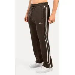 Smilodox Jogginghose Yasin, Sweathose mit Logo, Bequeme Freizeithose mit Kordelzug Seitentaschen weiße Seitenstreifen Angenehmes Material Sport Freizeit braun 3XL