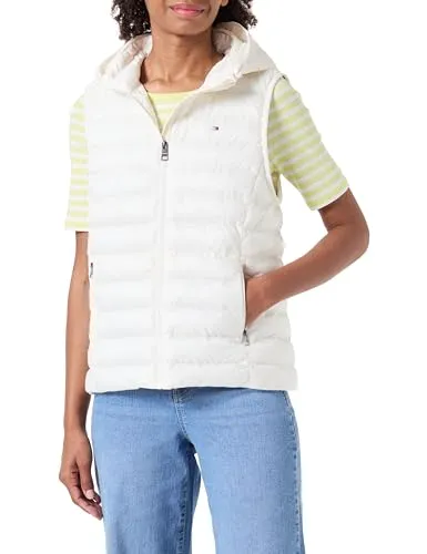 Tommy Hilfiger Damen Weste Padded Global Stripe Steppweste, Elfenbein (Ancient White), XS