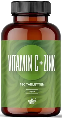 Vitamin C Zink Tabletten hochdosiert – 180 Stück Jahresvorrat – vegan & produziert in Deutschland Laborgeprüft