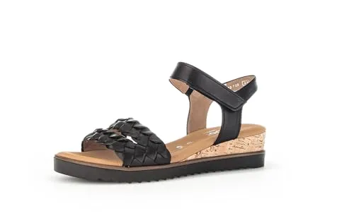 Gabor Damen Keilsandalen - Bequeme Sommerschuhe mit Wedge-Heel - Wanderschuhe in leichter Mehrweite (G) für optimalen Tragekomfort. Ideal für Freizeit und Sommer mit stylischem Kork-Design und Klettverschluss.