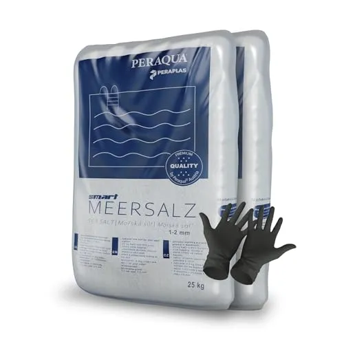 Peraplas Poolsalz 50 kg - Hochreines Schwimmbadsalz für Chlorinatoren - Chlorersatz: 99,9 % reines NaCl für hautfreundliche Wasserqualität, ideal für Salzelektrolyse. Schnelle Löslichkeit und normgerechte Qualität sorgen für einfache Anwendung.