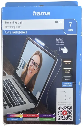 Hama Streaming-Licht - 7 LEDs - 3 verschiedene Lichtfarben - für Notebooks