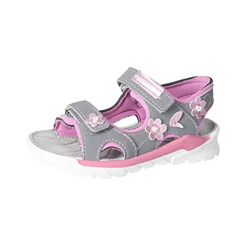 RICOSTA Mädchen Riemchensandalen Carmen,Kinder Sandalen,WMS:Mittel,waschbar,Sommerschuhe,Freizeitschuhe,Graphit/rosada (450),26 EU