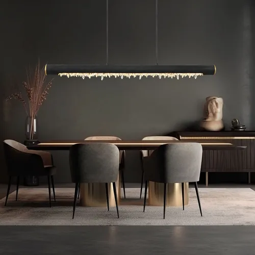 Rustikale Pendelleuchte aus Holz mit Kristallbehang - Elegante Hängeleuchte für Esszimmer aus Holz und Metall mit 980 Lumen warmweißem Licht. Höhenverstellbar bis 150 cm für individuelle Raumgestaltung.