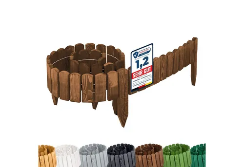 Garronda Flexibler Holzzaun für Garten - Rasenkante 200 cm x 10 cm - Imprägniert und wetterbeständig, ermöglicht dieser flexible Holzzaun kreative Gartenabgrenzungen. Einfach zu installieren und anpassbar für jede Form – ideal für Beete und Pflanzen.