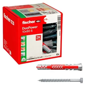 fischer DuoPower 10x80 S 2K Dübel mit Schrauben, 10 St. von Fischer