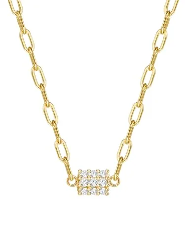 GLANZSTÜCKE MÜNCHEN Damen Kette 925/- Sterling Silber - Elegante Damen-Gliederkette aus gelbvergoldetem Sterlingsilber mit funkelndem Zirkonia, 40 cm plus 5 cm Verlängerung – ideal für jeden Anlass und perfekt verpackt als Geschenk.