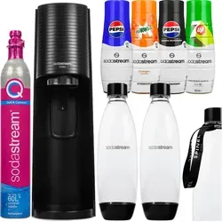 SodaStream Wassersprudler Terra Schwarz 2 Flaschen Sirup QuickConnect Set