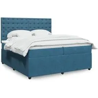 vidaXL Boxspringbett mit Matratze Blau 200x200 cm Samt - Luxuriöses Boxspringbett mit Taschenfederkernmatratze für optimalen Schlafkomfort. Inklusive anpassbarer LED-Beleuchtung für ein individuelles Ambiente und höhenverstellbarem Kopfteil.