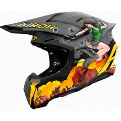Airoh Twist 3 Adventure Motocrosshelm - Matt Grau/Schwarz/Orange/Gelb - Größe L - Motorradhelm mit HRT-Schale und optimiertem Belüftungssystem, ideal für Abenteuer und extreme Bedingungen. Ausgestattet mit ASN- und AEFR-Systemen für maximale Sicherheit und Komfort.