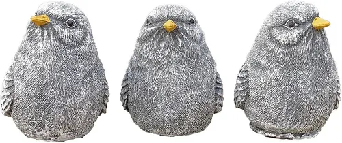 Frostfeste Steinfigur 3er-Set Vögel für den Garten in grau von Stone and Style