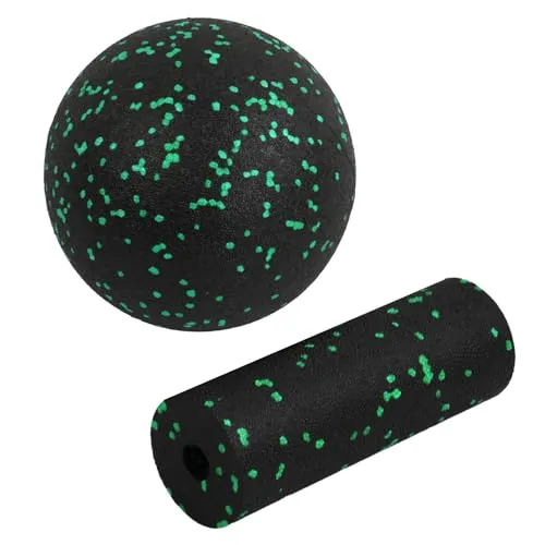 Volumoon Faszien Set (Mini Faszienrolle und 12cm Ball), Faszienball und Faszienroller Set, Massageball Faszien Ball, Selbstmassageball, für Faszientraining DurchfüHren, Schmerzen Lindern (Grün)