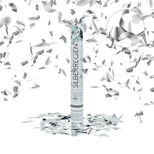 5x Konfettishooter Konfettikanone Party-Popper Silberregen Fasching Party Silber