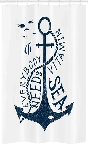 Abakuhaus Duschvorhang Badezimmer Deko Set aus Stoff mit Haken Breite 120 cm, Höhe 180 cm, Anker Sea Wörter Monochrome
