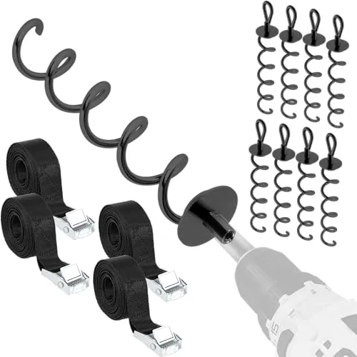 NewHabitat Bodenanker Erdanker für Trampolin und Schaukel - Bodenanker-Set für Trampoline, Schaukeln und Pavillons. Extrem belastbar und einfach mit Akkuschrauber einzudrehen. Inklusive Drehhilfe und 5 Jahre Herstellergarantie.