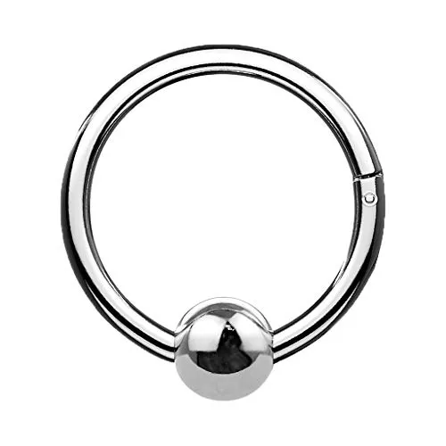 Piercingfaktor Segment Clicker Scharnier Ring Piercing Septum Tragus Helix Nase Nasenring Nasenpiercing Ohr Klicker Daith mit Kugel Silber 12mm x 8mm,