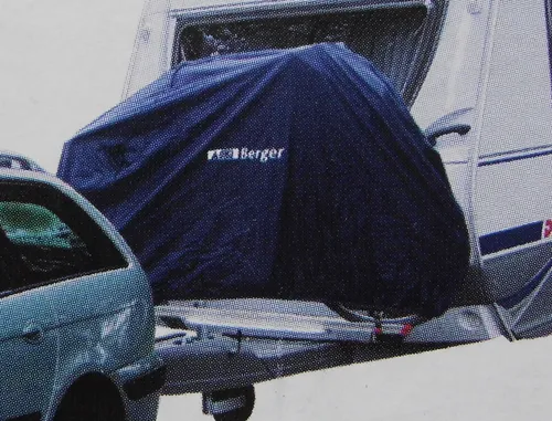 Fahrrad Schutzhülle Deichsel XL für Caravan 2 Räder - BLAU - Fahrradkoffer & Fahrradtransporttaschen, ideal für 2 E-Bikes, mit Reflexionsstreifen und PU-Beschichtung für optimalen Schutz.