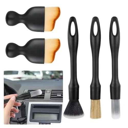 VFANDV Auto Detailingbürste, 5 Stück Auto Reinigungspinsel Car Innenraum Staubkehrende Weiche Bürste Detailing Pinsel Set Reinigungswerkzeug Staubentfernungsbürste for Interior Exterior