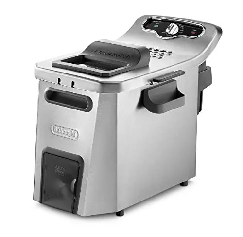 De’Longhi PremiumFry F44532.CZ Kaltzonen Fritteuse - Tiegelfritteusen mit 1,5 kg Fassungsvermögen und Kaltzonen Heizelement für sauberes Öl. Das Easy Clean System ermöglicht eine schnelle Reinigung und ist ideal für Familien.