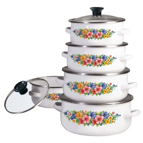 KLAUSBERG KB-7169 10-Tlg Emaille Topfset mit Glasdeckel