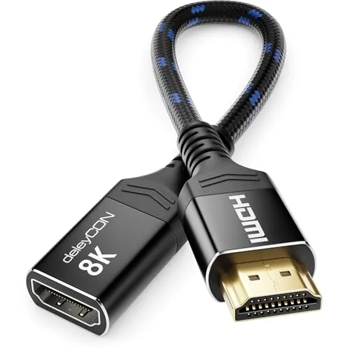 deleyCON 0,15m 8K HDMI 2.1 Verlängerungskabel für TV Stick in blau von deleyCON