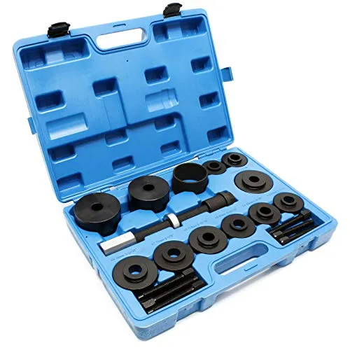 Wiltec Radlager Werkzeug Satz 19 teilig - Radlagerwerkzeuge für professionelle Montage und Demontage, inklusive robustem Werkzeugstahl, effizienter Anwendung und praktischem Koffer für einfache Aufbewahrung.