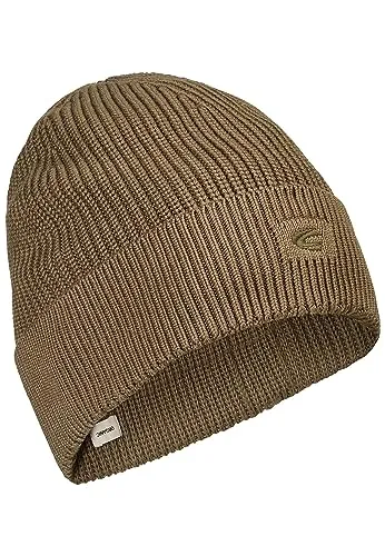 camel active Herren Beanie Mütze 406470/2m47, Dunkelgrün, Einheitsgröße EU - Strickmütze aus Organic Cotton mit geripptem Strickmuster und authentischen Wascheffekten, ideal für stilvolle Herrenmode.