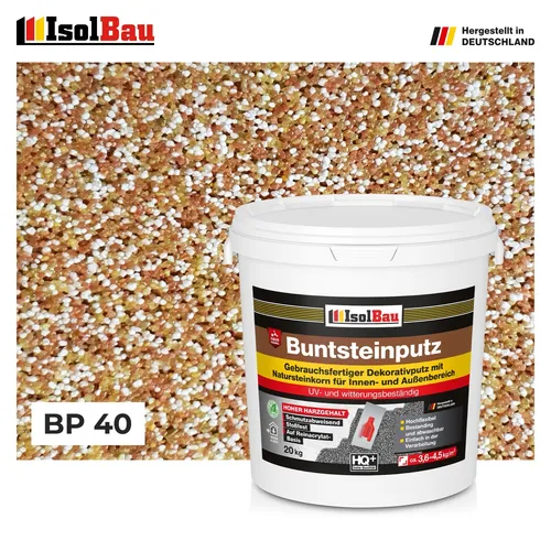 Mosaikputz Buntsteinputz BP 40 (braun, weiss, gelb) 20 kg Fertigputz Sockelputz