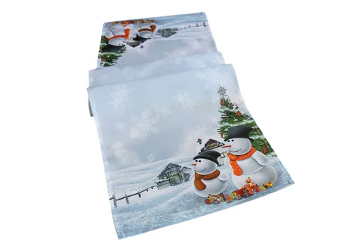 texpot Tischdecke Tischläufer Druckmotiv Schneemänner Winter Weihnachtstischdecke (1-tlg)