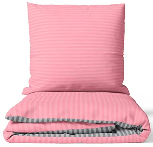 Leonado Vicenti Baumwolle Bettwäsche-Set 155 x 200 cm Ganzjährige Garnitur Decke Kissen Bezug mit Reißverschluss