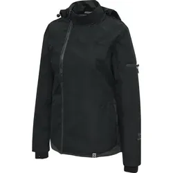 Hummel hmlNORTH SHELL JACKET WOMAN - BLACK/ASPHALT - S - Funktionsjacke für Damen aus robustem Rip-Stop-Gewebe mit WP3000 Wasserbeständigkeit und abnehmbarer Kapuze, ideal für kalte Witterung.