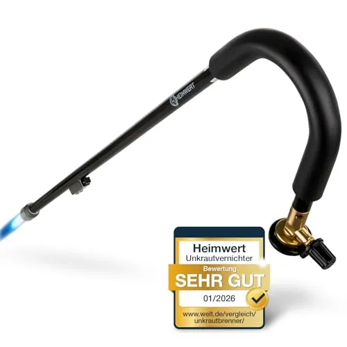 HEIMWERT Unkrautvernichter Unkraut Brenner Set -TESTURTEIL SEHR GUT- extrem leichtes und handliches Gas Abflammgerät für die einfache Unkraut Entfernung