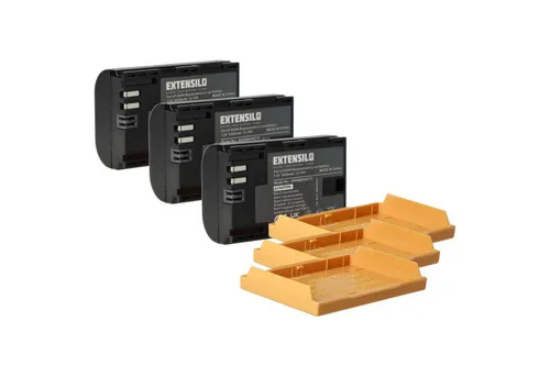 EXTENSILO 3x Akku Ersatz für Canon LP-E6, LP-E6NH - Hochwertiger Li-Ion Akku mit 2040 mAh für Ihre Kamera. Ideal für längere Fotosessions, kompatibel mit Standard-Ladegeräten. Sicherer Einsatz durch geprüfte Qualität.