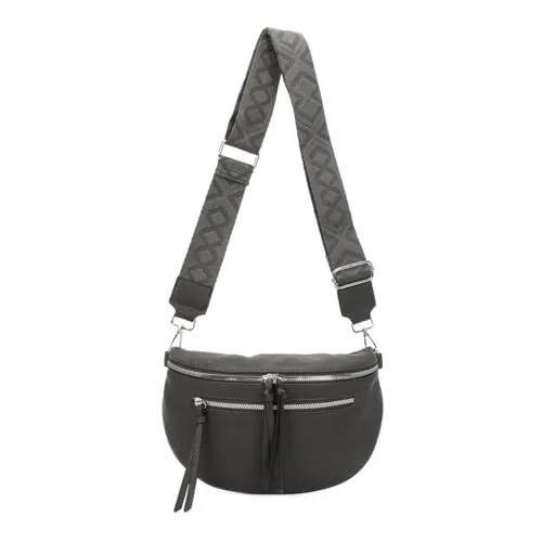 Damen Crossbody Tasche in Dunkelgrau - Mode-Hüfttaschen: Diese multifunktionale Umhängetasche in Lederoptik vereint Stil und Praktikabilität, ideal für Alltag und Reisen. Perfekt als modisches Accessoire in jeder Situation.