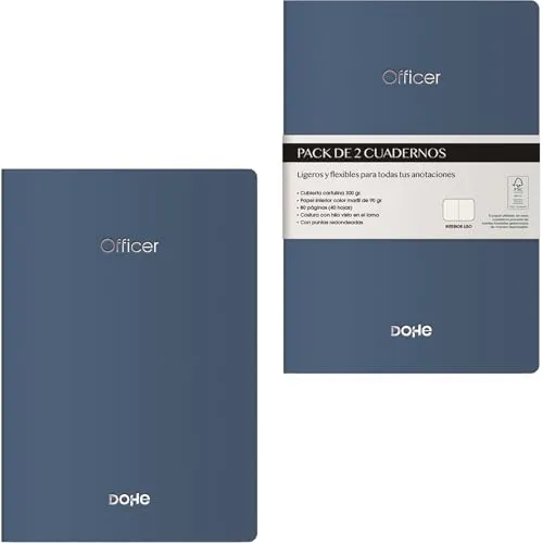 DOHE Notizbücher, A6, blanko, 2 Stück, Größe 9 x 14 cm, 40 Blatt (80 Seiten), 90 g/m², Notizen, Organisation oder Zeichnung, flexibler Softcover, Blau
