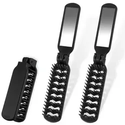 2er Set Klappbürsten Mini Schwarz mit Spiegel - Platzsparend und praktisch - Die Klappbürsten sind ideal für Reisen, leicht und mit integriertem Spiegel für schnelles Styling. Hochwertige Materialien sorgen für Langlebigkeit und Komfort im Alltag oder unterwegs.