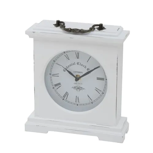 mucHome Tischuhr Betty Weiß, Höhe 24cm Analoge Uhr Standuhr mit römischen Ziffern