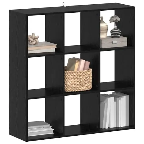 vidaXL Bücherregal Schwarze Eiche 102 x 32 x 102 cm - Modernes Bücherregal aus hochwertigem Holzwerkstoff, ideal für stilvolle Ordnung in Wohnräumen und Büros. Mit mehreren Fächern bietet es viel Stauraum für Bücher und Deko.