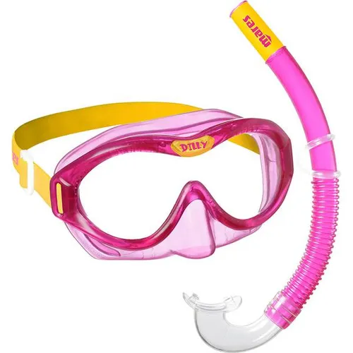 Mares Aquazone Combo Dilly - Schnorchelset für Kinder 4-7 Jahre, Pink/Gelb - Schnorchelsets für Kinder mit ergonomischem Schnorchel und weichem, elastischem Maskenband für maximalen Komfort beim Unterwasserabenteuer.