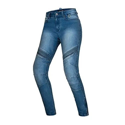 SHIMA JESS Motorrad Jeans Damen mit Protektoren - Motorradhosen mit CE-zertifizierten Protektoren, Duralid-Schicht für zusätzlichen Abriebschutz und maximalen Fahrkomfort dank elastischer Panels.