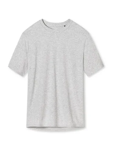 Schiesser Damen Schlafshirt Kurzarm Baumwolle - Mix + Relax Pyjamaoberteil, Grau-mel. - Schlafanzugoberteile für Damen, aus softer Single-Jersey-Qualität mit einem modischen, abgerundeten Rücken für optimalen Tragekomfort.
