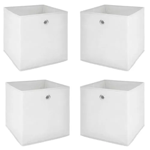 Möbel Akut Faltbox 4er Set in weiß, Aufbewahrungsbox für Raumteiler oder Regale