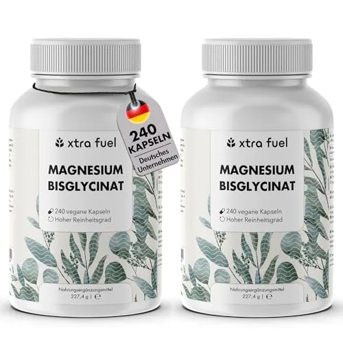 Magnesium Bisglycinat Kapseln - 315 mg elementares Magnesium für aktive Tage - Hochwertige Magnesium Bisglycinat Kapseln für eine einfache tägliche Einnahme. Ideal für aktive Menschen, die ihre Muskelfunktion unterstützen möchten. 240 Kapseln pro Dose – vegan und ohne Füllstoffe.